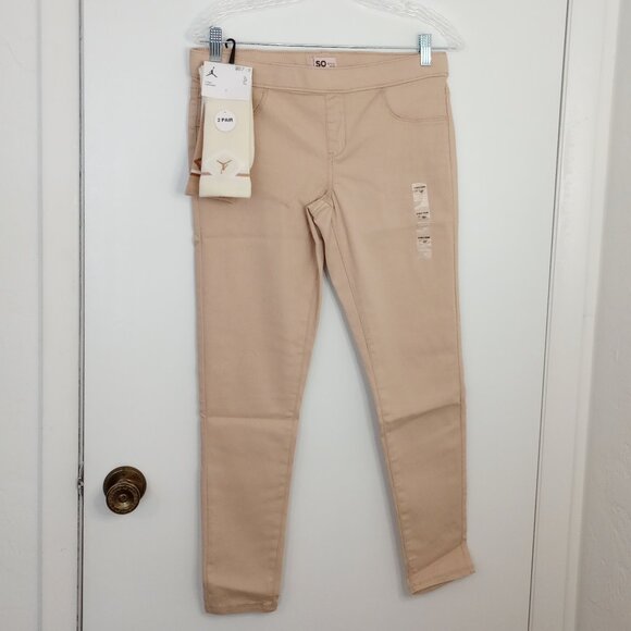 SO Beige Ultimate Girls Jeggings Size 18 Plus with Socks Bundle - Picture 1 of 11